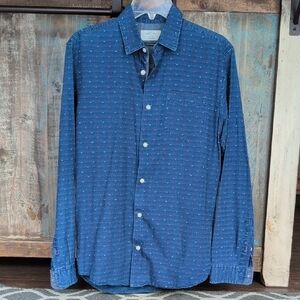 Jack & Jones Button Down Shirt w/ Faded Stripes Stitched Dots - Men's Small